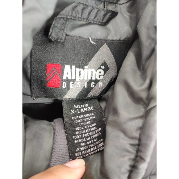 (V) Alpine Design Men puffy jacket snow winter black sz XL - Picture 8 of 8